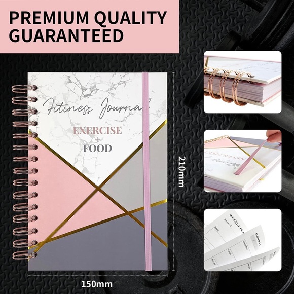 🦋Fitness Journal Training Planner Exercise Food Diary Track Progress Set Goals - Picture 2 of 13